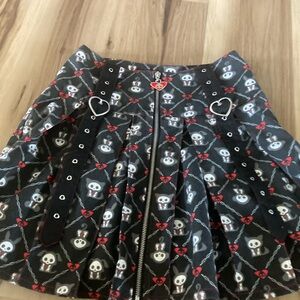 Skelanimals Skirt Womens Small Black Skull Animals Cute Pleated Emo Gothic